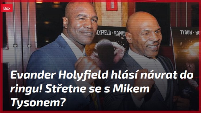Evander Holyfield hlásí návrat do ringu! Střetne se s Mikem Tysonem?